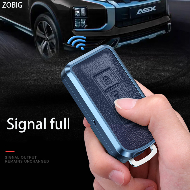 Vỏ Bọc Chìa Khóa Bằng Nhôm + Da Cho Mitsubishi Xpander Attrage Outlander Mirage Pajero Sport Triton Eclipse Cross Montero