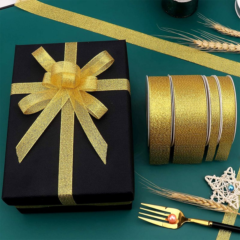 Cuộn Dây Ruy Băng Satin 22m Màu Vàng / Bạc Dùng Trang Trí Tiệc Cưới / Sinh Nhật / Giáng Sinh