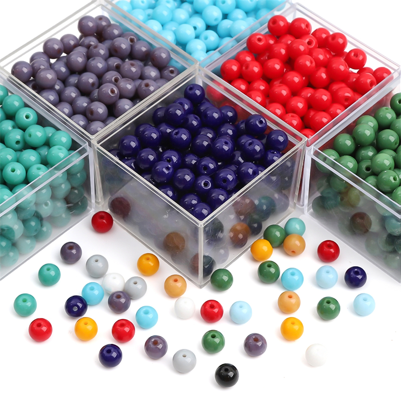 Set 20 / 50 Hạt Thủy Tinh Xâu Chuỗi 6mm Làm Trang Sức DIY
