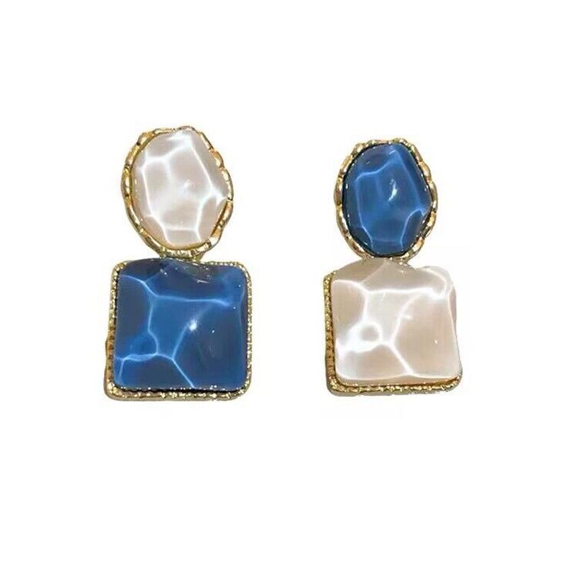 Khuyên Tai Màu Xanh Dương Thiết Kế Mới Thời Trang Theo Phong Cách Hàn Quốc