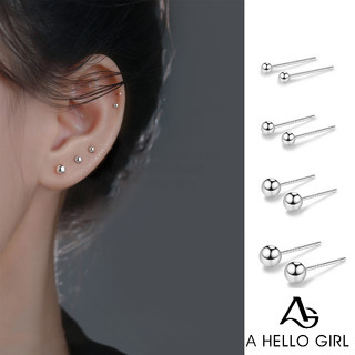 AHELLOGIRL Khuyên tai mạ bạc 925 đính hạt nhỏ đơn giản thời trang xinh xắn cho nữ