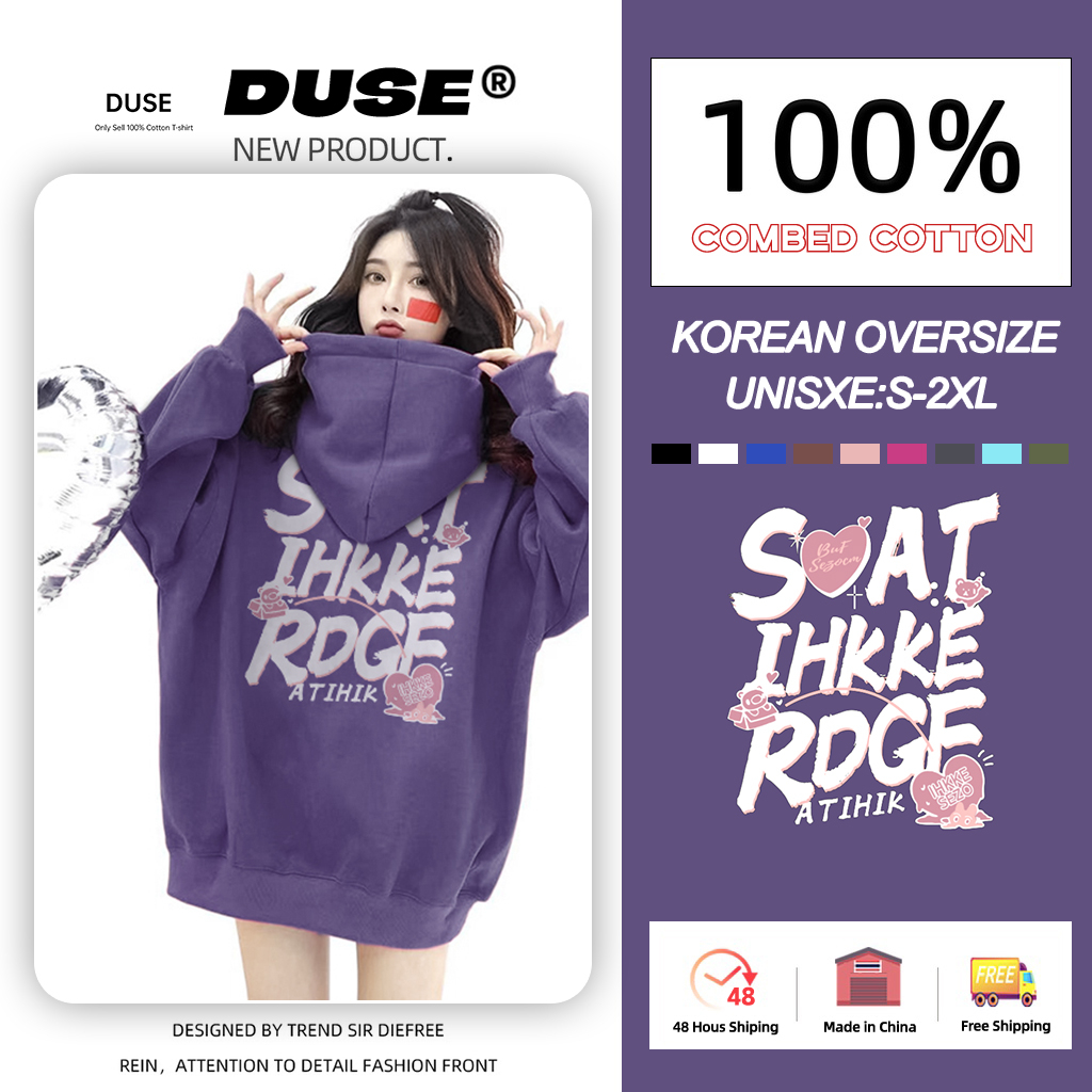 Màu tím trùm đầu chữ mỹ in hoodie phụ nữ mùa xuân và mùa thu ngoại cỡ hồng kông phong cách sang trọng hàng đầu