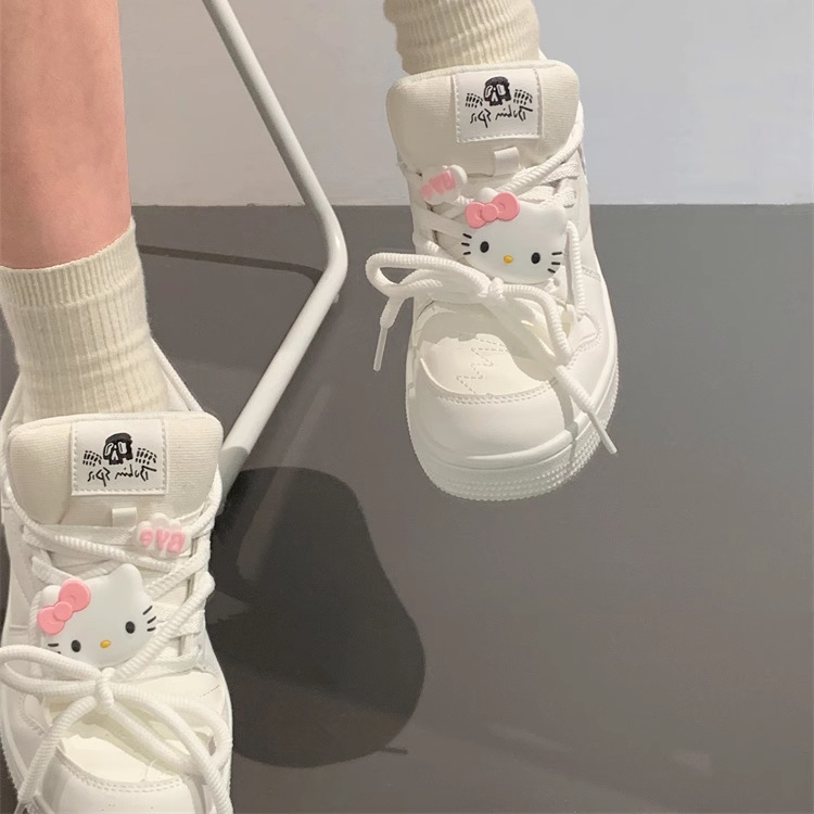 🔥Chất lượng cao🔥Giày Thể Thao Nữ Màu Hồng Giày Sneaker Đế Dày Giày Bánh Mì Bách Đáp Phong Cách Thời Trang Hello Kitty Dễ Thương