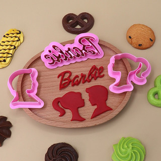 Set 3 khuôn bánh quy barbie silicone dụng cụ làm bánh hoạt hình cookie cutter mold