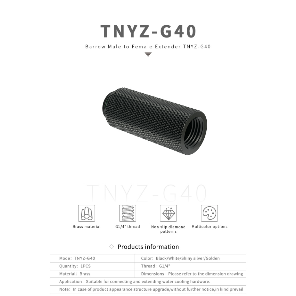 Đầu Nối Ống Nước Làm Mát Nối Dài 7.5 10 15 20 30 40 mm g1 / 4 m2f