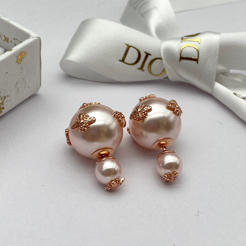 Bông Tai Mạ Bạc 925 Hình Chữ Đính Ngọc Trai Thời Trang