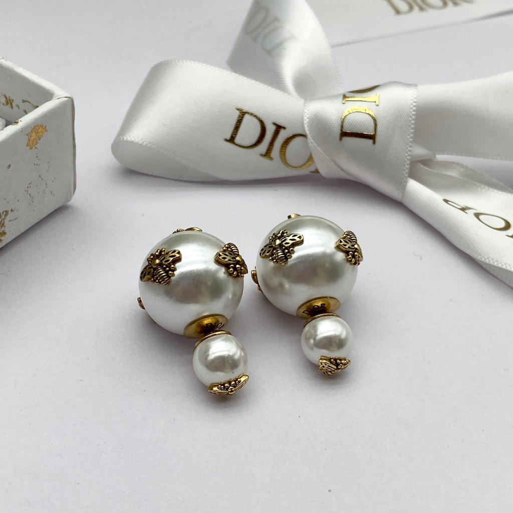 Bông Tai Mạ Bạc 925 Hình Chữ Đính Ngọc Trai Thời Trang