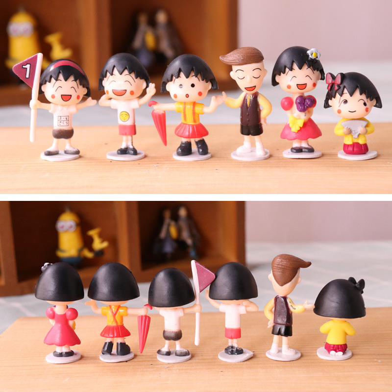 6 Cái / bộ 3-5cm Chibi Maruko-chan Anime Hình Sakura Momoko Q Phiên Bản Trang Trí Bánh PVC Nhân Vật 