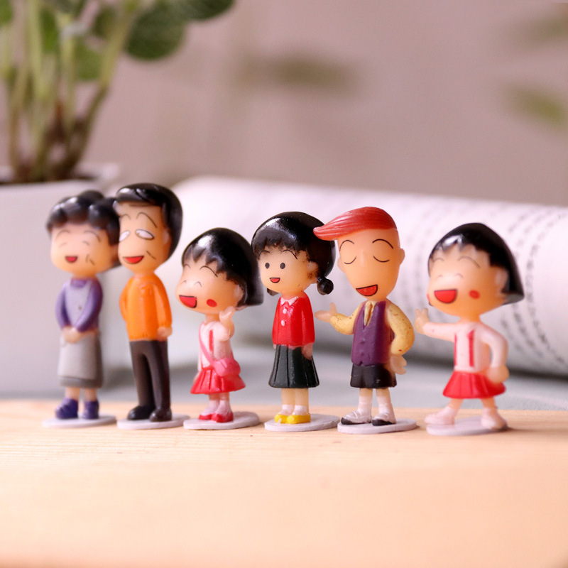 Set 6 Mô Hình Nhân Vật Phim Hoạt Hình Maruko 4.5cm Trang Trí Bánh Kem