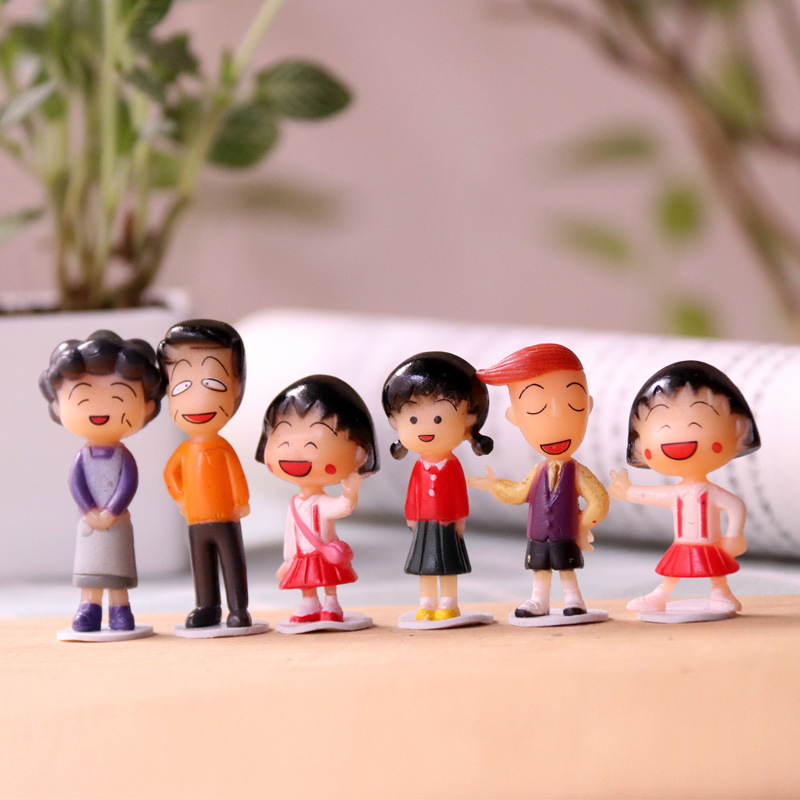Set 6 Mô Hình Nhân Vật Phim Hoạt Hình Maruko 4.5cm Trang Trí Bánh Kem