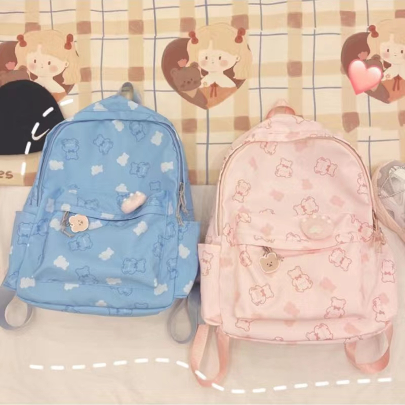 Balo Màu Trơn Cỡ Lớn In Họa Tiết Hoạt Hình Phong Cách Nhật Hàn Cho Nữ