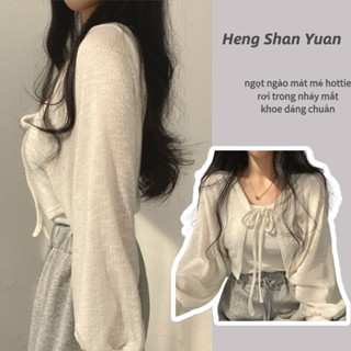 Áo Khoác Cardigan Mỏng Dáng Ngắn Tay Phồng Thời Trang Mùa Hè Cho Nữ
