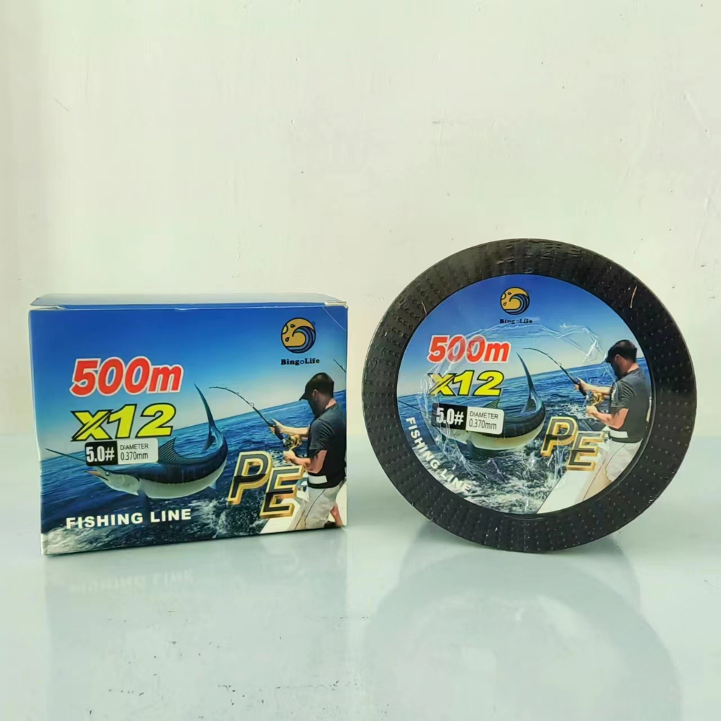 Bingolife 500m dây câu cá biển lure boat fishing x12 x16 dây bện dày 1 màu trên 10 mét cá mú dòng cá ngừ dalima