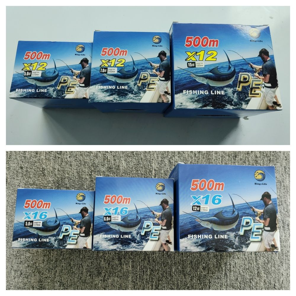 Bingolife 500m dây câu cá biển lure boat fishing x12 x16 dây bện dày 1 màu trên 10 mét cá mú dòng cá ngừ dalima