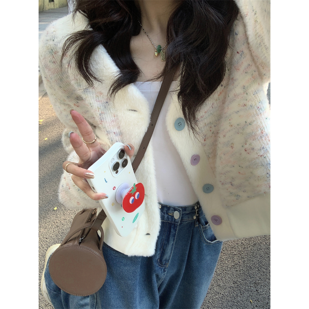 Áo Khoác cardigan Dệt Kim Tay Dài Cổ Chữ V Thiết Kế Mới Ngọt Ngào Thời Trang Mùa Hè Cho Nữ