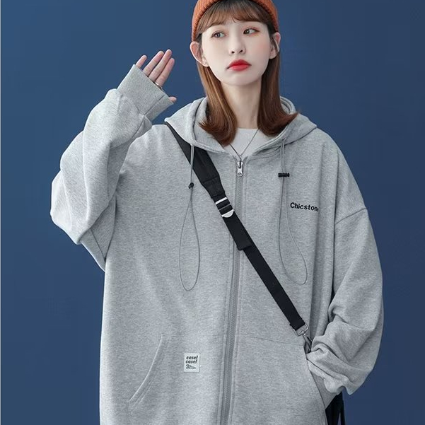 Áo Khoác Cardigan Có Mũ Trùm Dáng Rộng hoodie local brand Thêu Họa Tiết Thời áo khoát hoodie Trang Hàn Quốc 2023 Cho Cặp Đôi áo hoodie xám