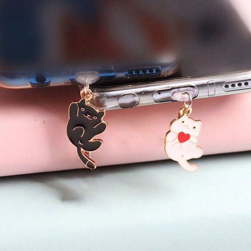 Mobile Nút Bịt Ổ Cắm Điện Thoại Chống Bụi Hình Mèo Dễ Thương diy