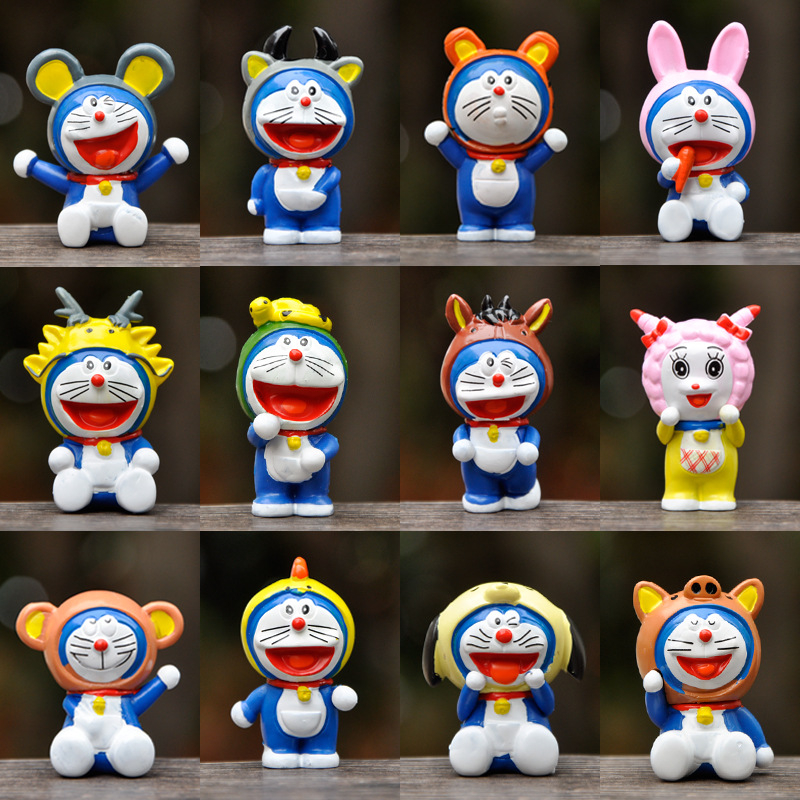 Set 12 Mô Hình Đồ Chơi Nhân Vật Hoạt Hình Doraemon 4-5cm 12 Biểu Tượng