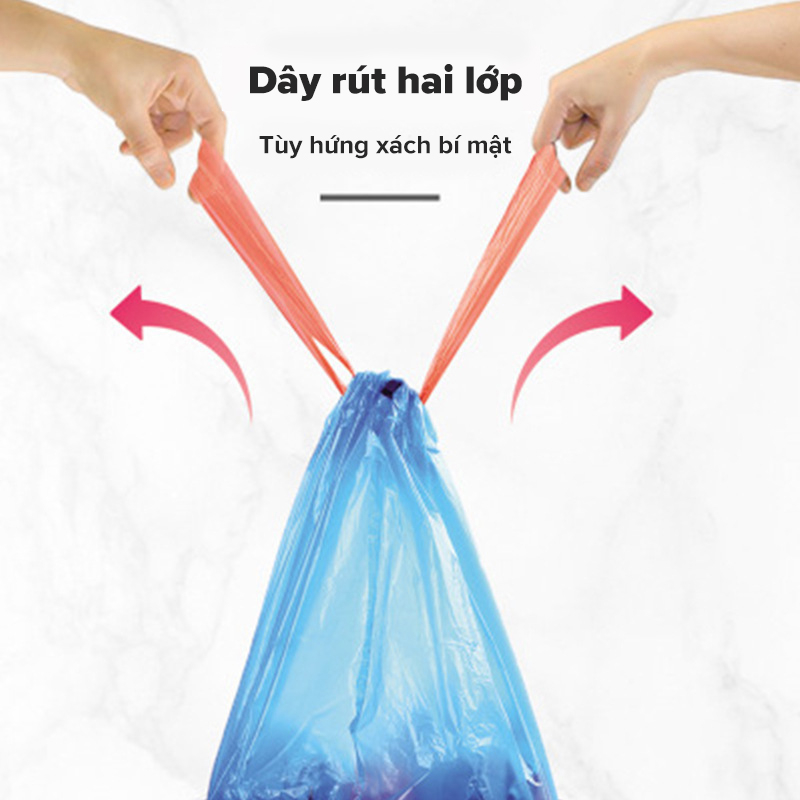 ZW Túi Đựng Rác Bằng Nhựa Màu Đen Có Tay Cầm Và Dây Rút Tiện Dụng Cho Gia Đình / Văn Phòng