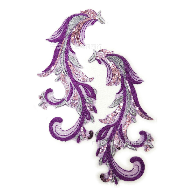 1 Cặp 25 * 14CM Vải Ren Đính Cườm Đầy Màu Sắc Dùng Để May Vá Quần Áo