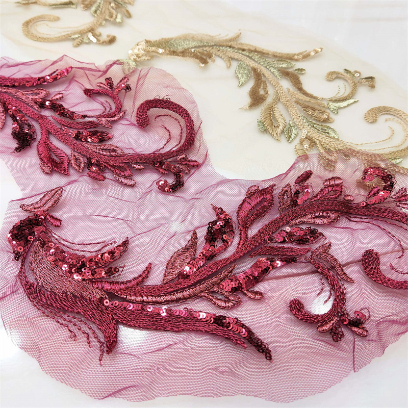 1 Cặp 25 * 14CM Vải Ren Đính Cườm Đầy Màu Sắc Dùng Để May Vá Quần Áo