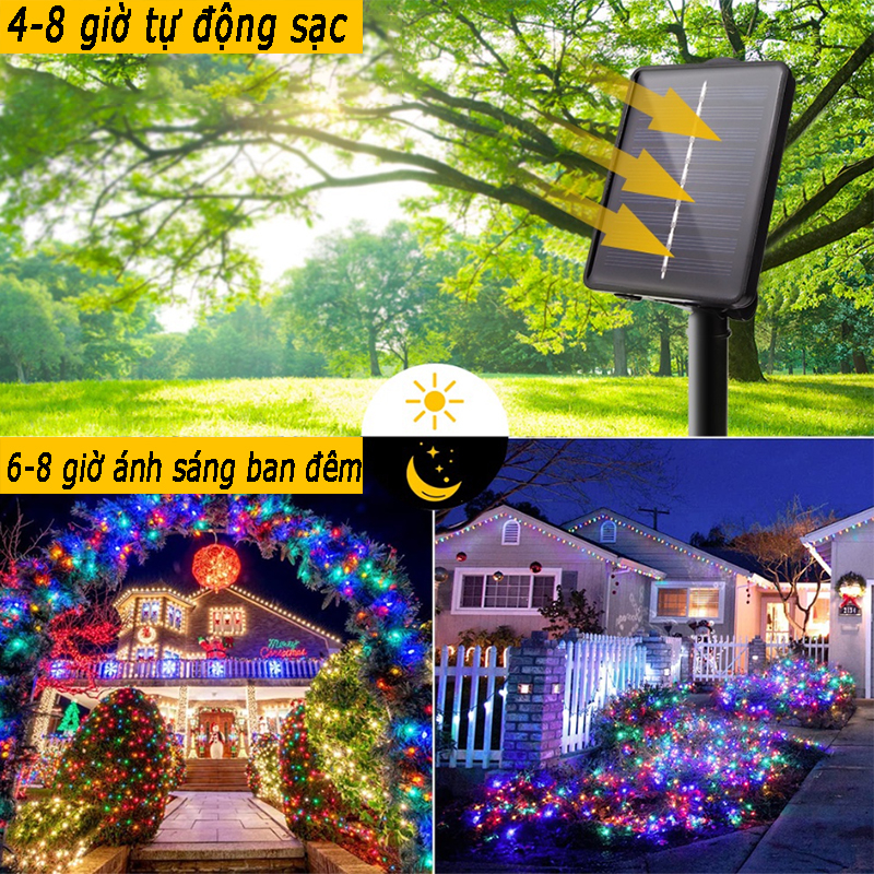 32M 300LEDS đèn Năng Lượng Mặt Trời Sân Vườn Dây đèn Trang Trí  for Rèm Cửa Sổ  Beauty Garden New Year Decor Năm Mới Cây Cái Sân Trang Trí Nhà Cửa