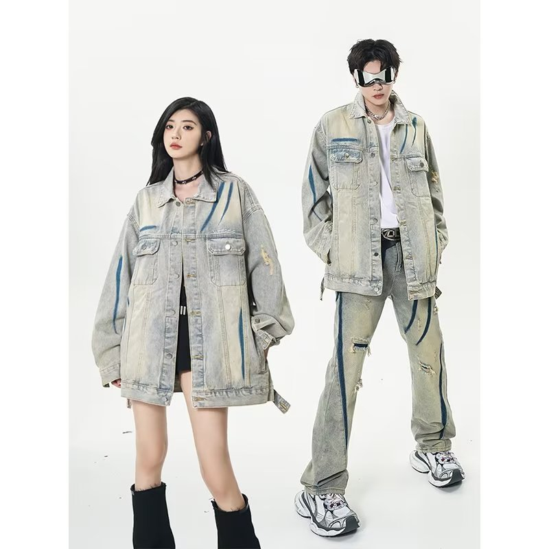 Áo Khoác Jean Form Rộng Kiểu Dáng Đơn Giản Theo Phong Cách retro Hợp Thời Trang fashion unisex áo khoác jean nam
