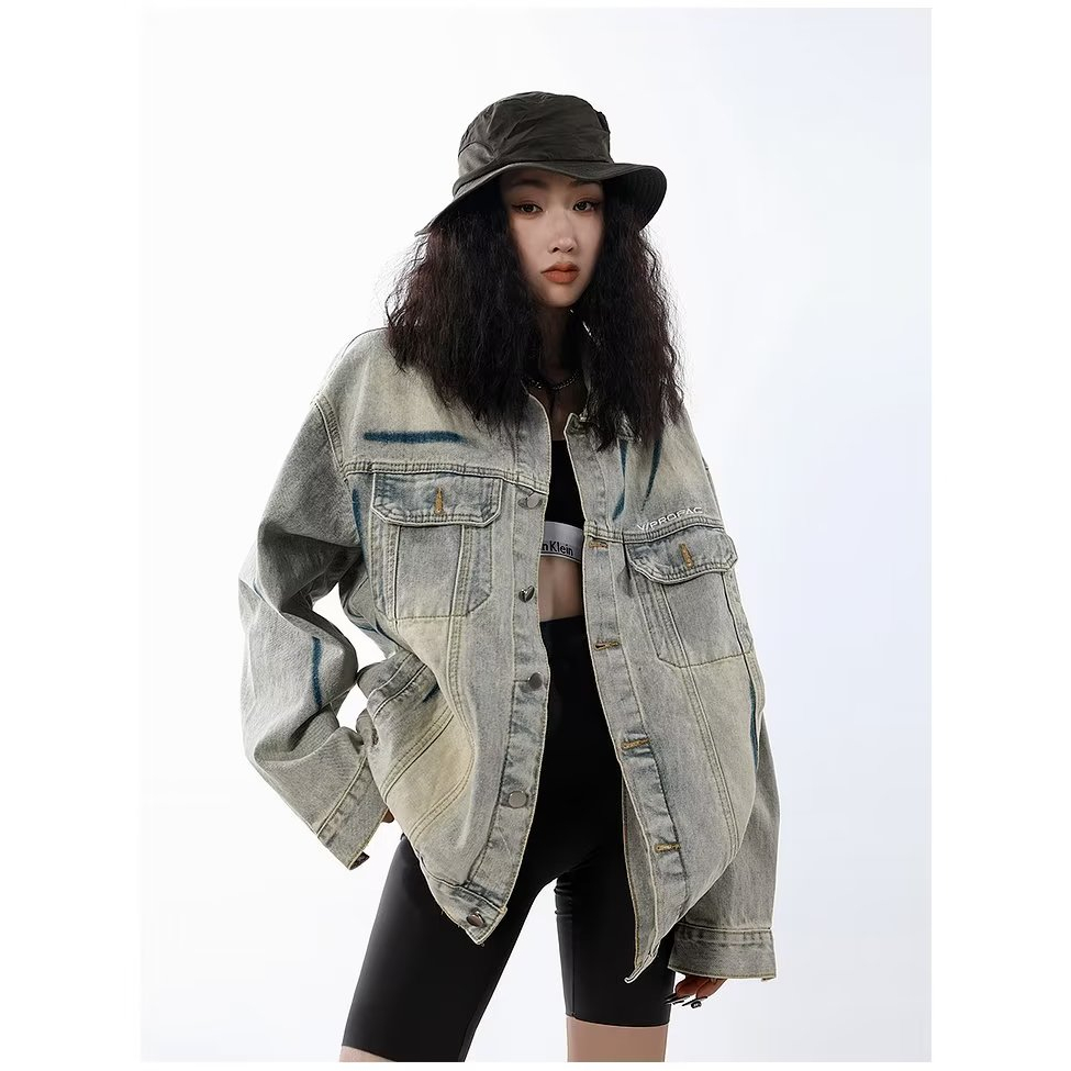 Áo Khoác Jean Form Rộng Kiểu Dáng Đơn Giản Theo Phong Cách retro Hợp Thời Trang fashion unisex áo khoác jean nam
