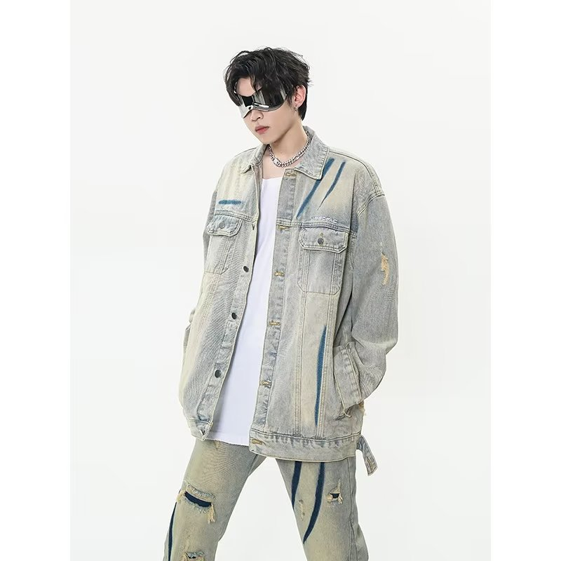 Áo Khoác Jean Form Rộng Kiểu Dáng Đơn Giản Theo Phong Cách retro Hợp Thời Trang fashion unisex áo khoác jean nam