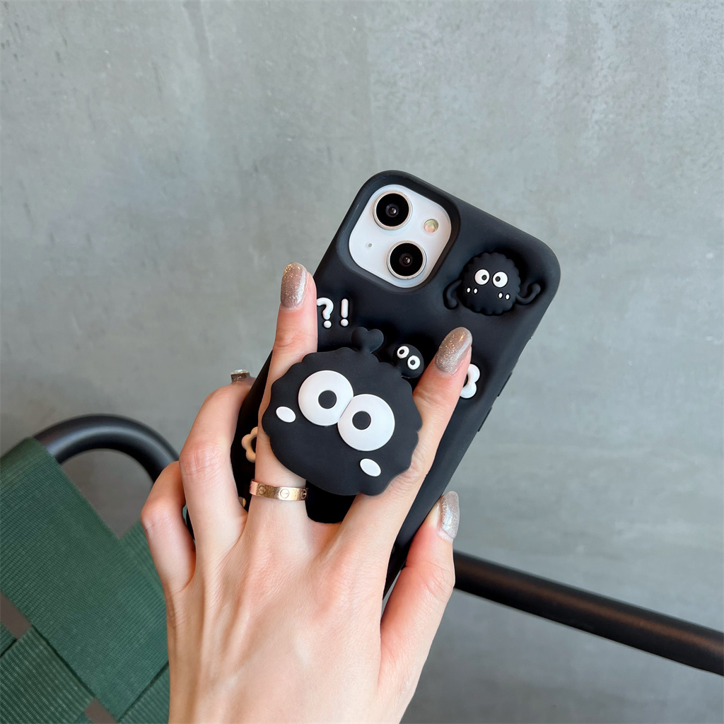 Ốp Điện Thoại Silicon Mềm Hình Bùi Nhùi 3D Có Giá Đỡ Cho iphone 14 Pro Max 13 Pro Max 12 Pro Max