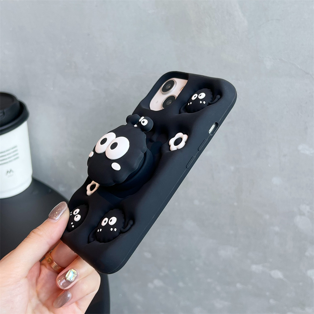 Ốp Điện Thoại Silicon Mềm Hình Bùi Nhùi 3D Có Giá Đỡ Cho iphone 14 Pro Max 13 Pro Max 12 Pro Max