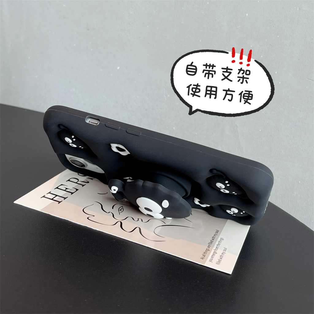 Ốp Điện Thoại Silicon Mềm Hình Bùi Nhùi 3D Có Giá Đỡ Cho iphone 14 Pro Max 13 Pro Max 12 Pro Max