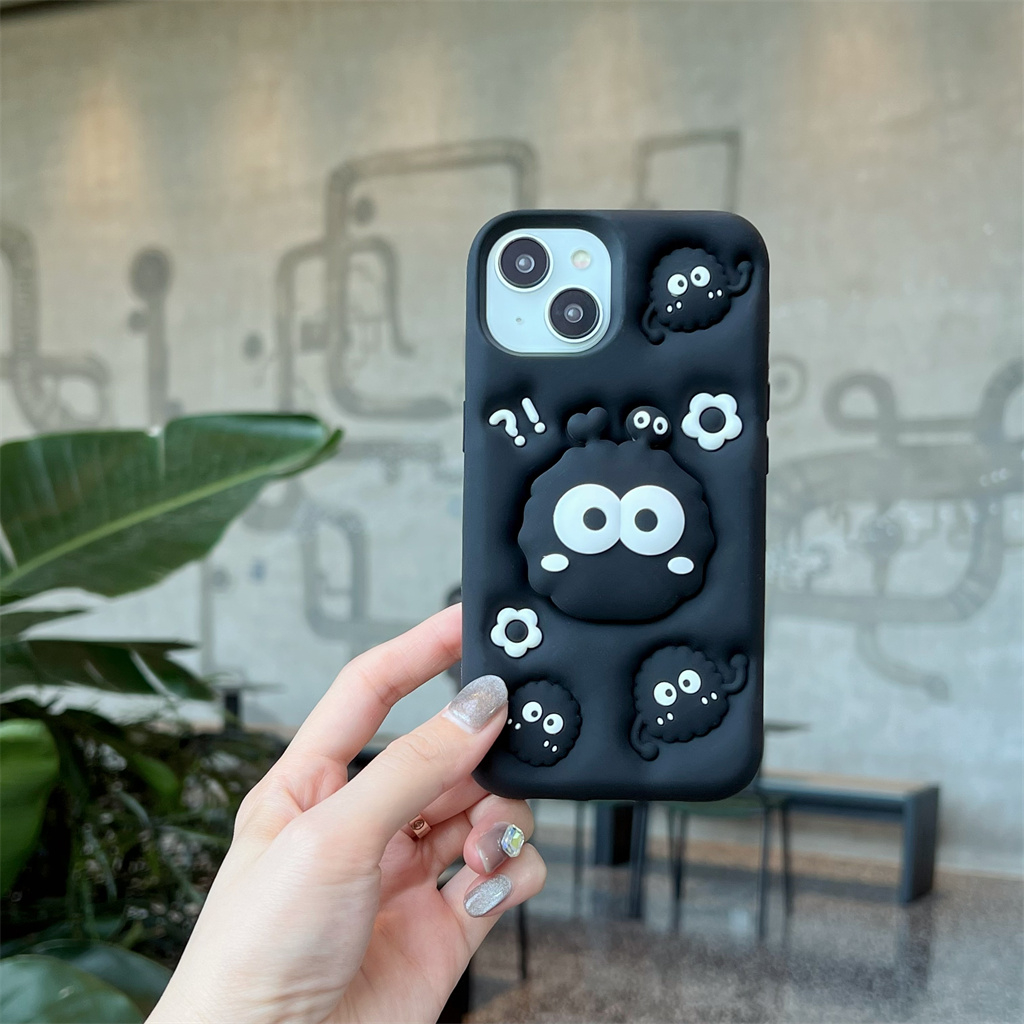 Ốp Điện Thoại Silicon Mềm Hình Bùi Nhùi 3D Có Giá Đỡ Cho iphone 14 Pro Max 13 Pro Max 12 Pro Max