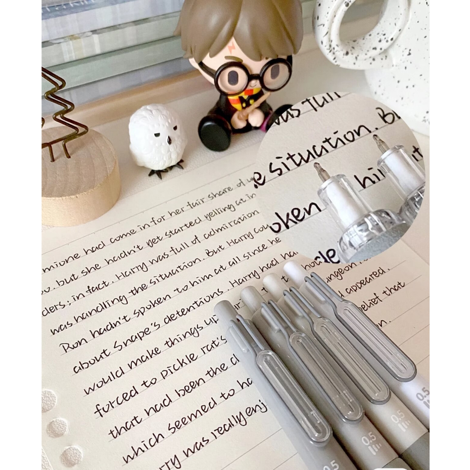 Set 4 Bút Mực Đen Ngòi 0.5mm Nhanh Khô Không Ồn