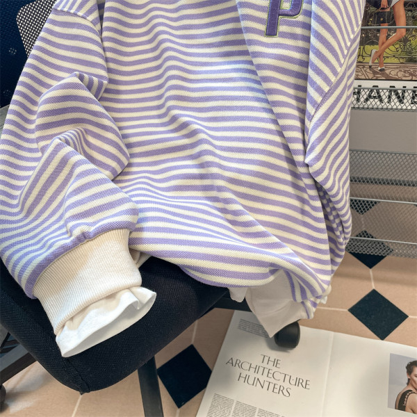 Áo sweater Kẻ Sọc Hai Lớp Phong Cách Nhật Bản Thời Trang Xuân Thu Cho Nam Nữ