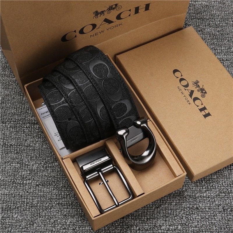 COACH Dây Nịt Da Bò Phối Hai Nút 120Cm Thời Trang Dành Cho Nam