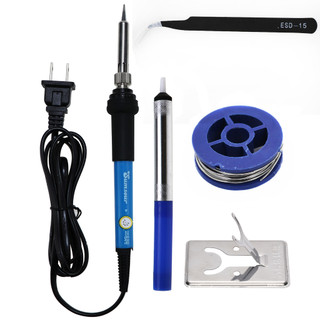 Máy hàn điện 220V 60W mini nhiệt độ điều chỉnh được với giá đỡ dây hàn và mỡ hàn mới tiện lợi