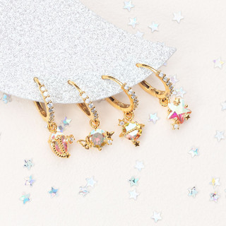Set 4 khuyên tai tròn đính đá nhiều màu sắc