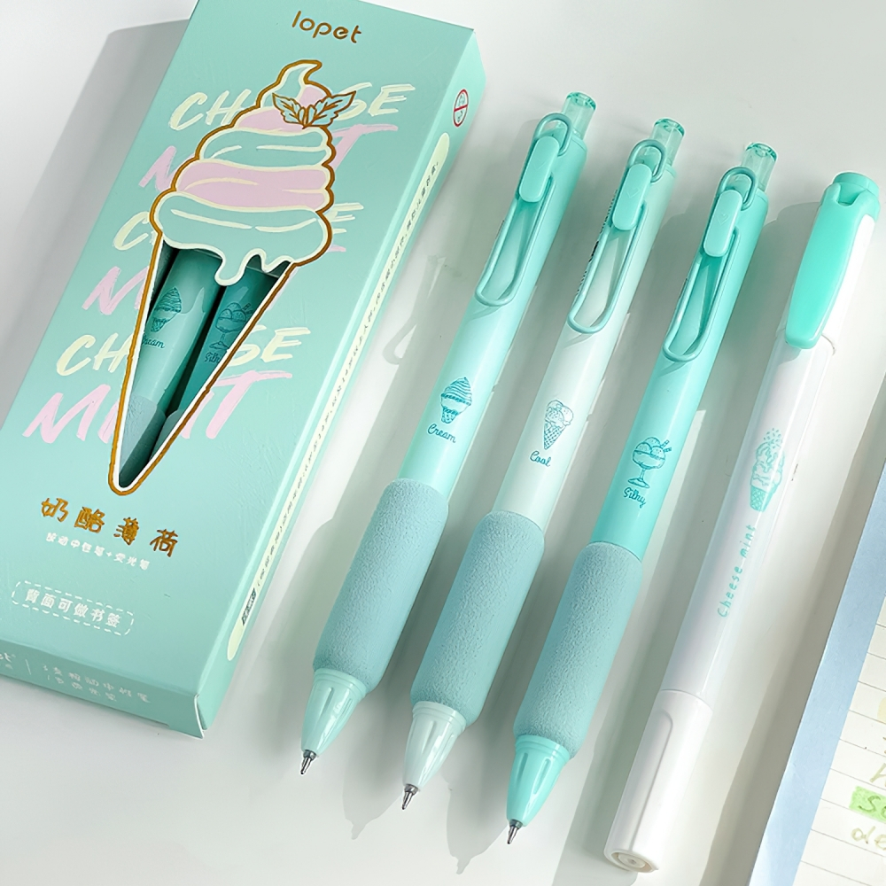 Set 4 Bút Bi Mực Đen / Bạc Hà 0.5mm Cho Bút Bi C7456