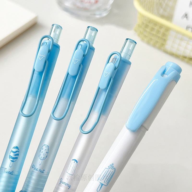 Set 4 Bút Bi Mực Đen / Bạc Hà 0.5mm Cho Bút Bi C7456