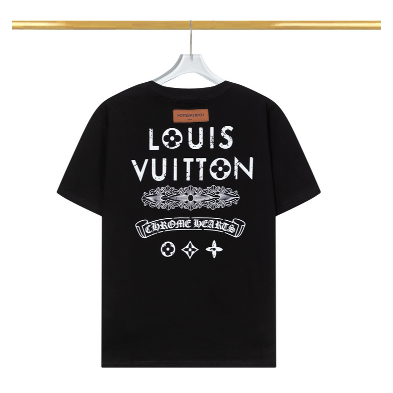 Áo Thun Louis-v Chrome Hearts Tay Ngắn Cổ Tròn Vải cotton 230 Gram In Họa Tiết Thời Trang Cho Nam Và Nữ