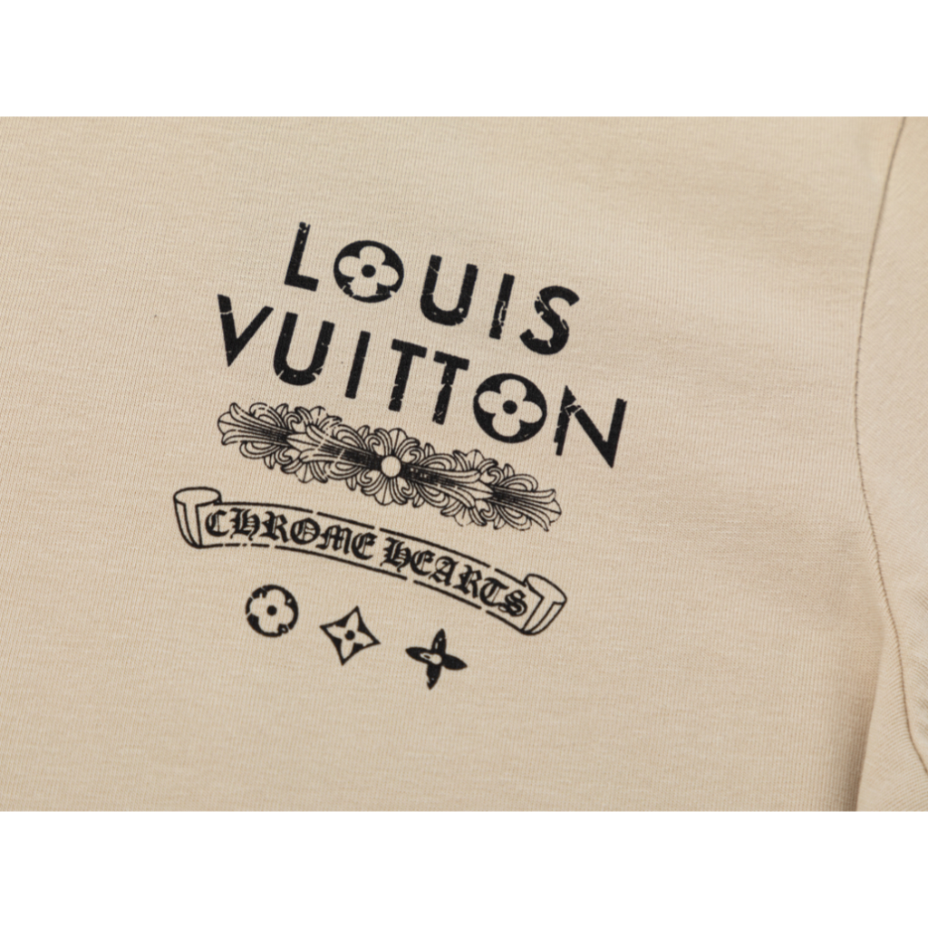 Áo Thun Louis-v Chrome Hearts Tay Ngắn Cổ Tròn Vải cotton 230 Gram In Họa Tiết Thời Trang Cho Nam Và Nữ