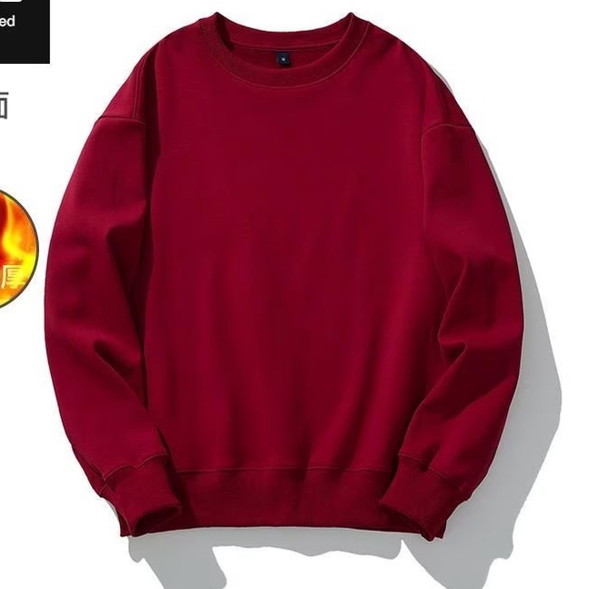 Áo Sweater Tay Dài Cổ Tròn Dáng Rộng Màu Đỏ Phong Cách Hàn Quốc Mới Cho Nam áo tay dài trơn unisex