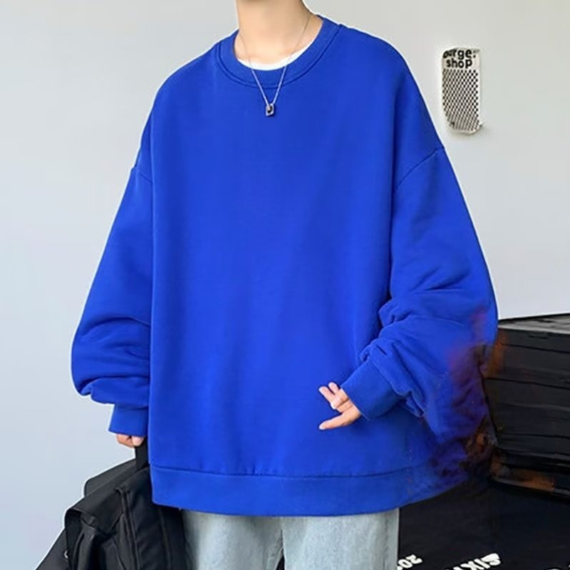 Áo Sweater Tay Dài Cổ Tròn Dáng Rộng Màu Đỏ Phong Cách Hàn Quốc Mới Cho Nam áo tay dài trơn unisex