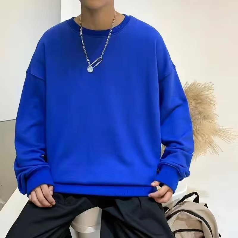 Áo Sweater Tay Dài Cổ Tròn Dáng Rộng Màu Đỏ Phong Cách Hàn Quốc Mới Cho Nam áo tay dài trơn unisex