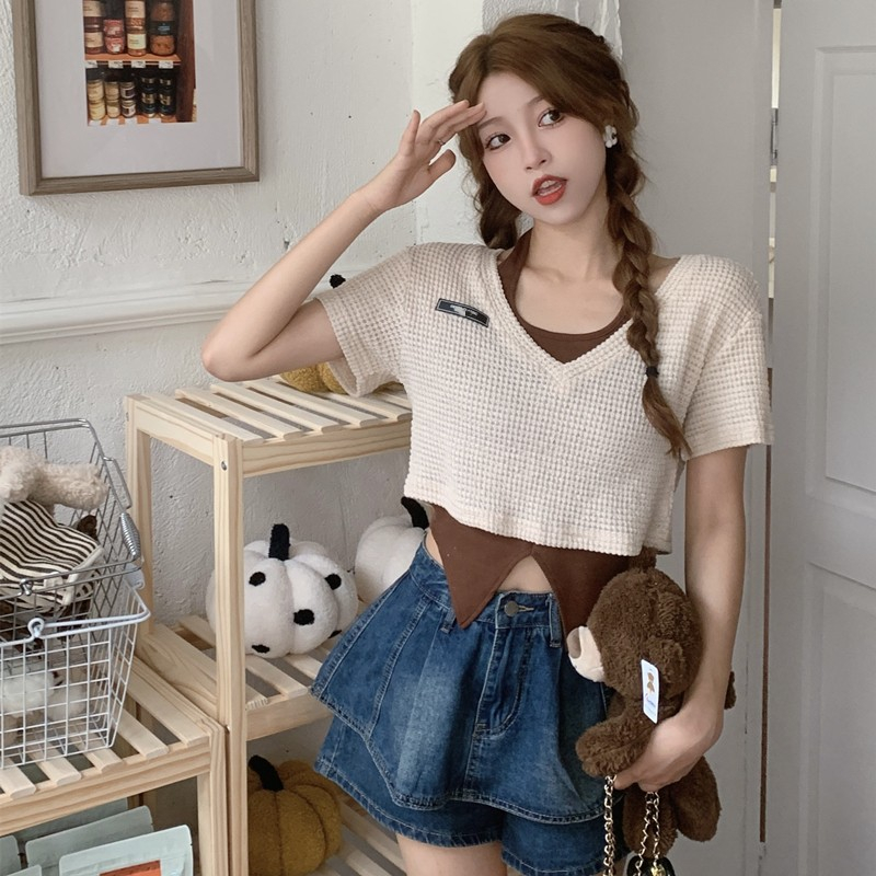 ZHELIHANGFEI Áo Thun Lửng Hai Dây Màu Trơn Dáng Ôm Thời Trang Dành Cho Nữ