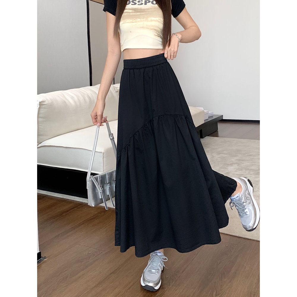 ZHELIHANGFEI Chân Váy Dài Xếp Ly Lưng Thun Phong Cách Mới
