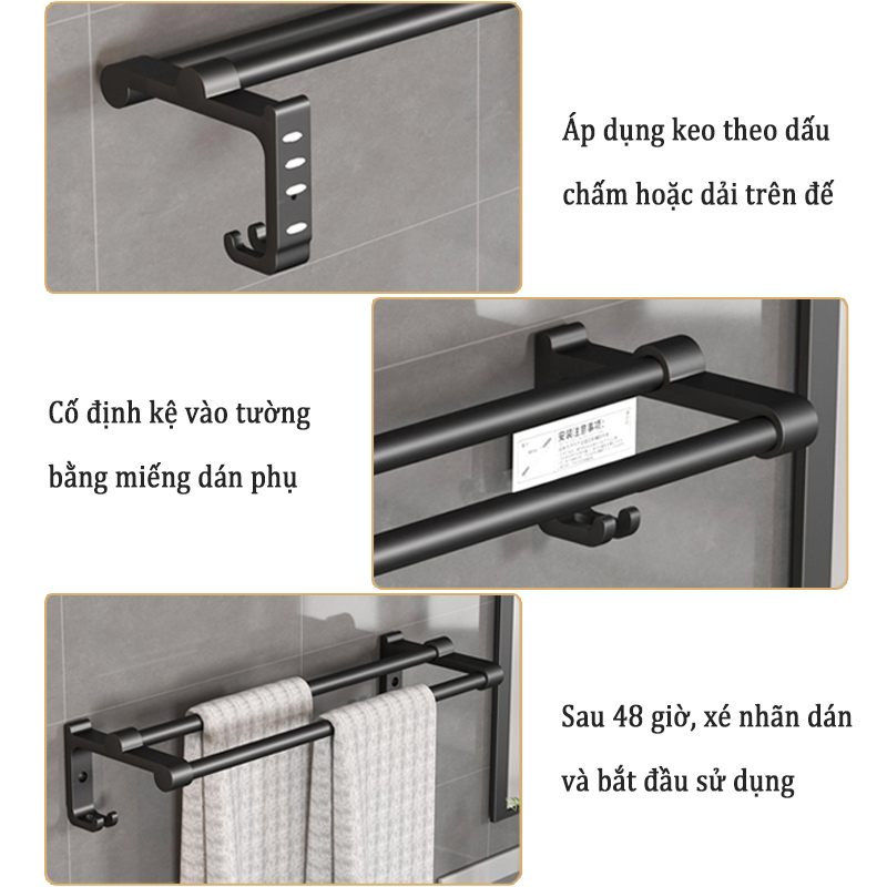 Giá treo khăn MEIDOO gắn tường không cần khoan tiện dụng dành cho nhà tắm tùy chọn kích thước