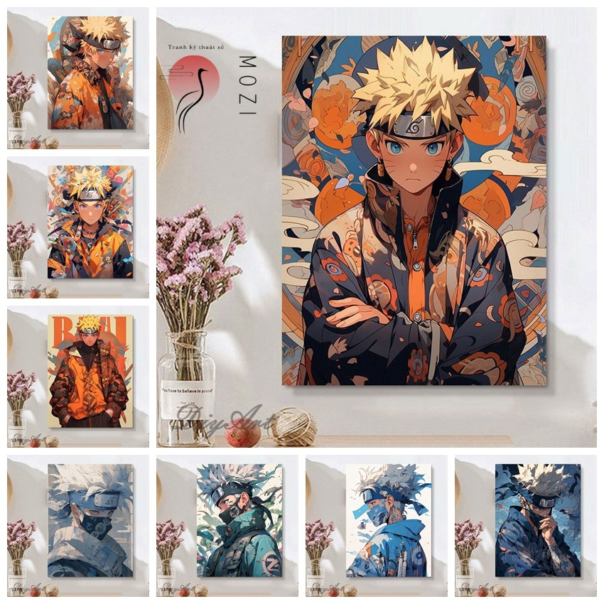 MOZI✨naruto 40*50cm tranh tô màu theo số nhân vật hoạt hình tranh tô màu số hoá tranh sơn dầu số tranh số hóa gam tranh sơn dầu số hoá tranh tô số hoáBộ Tranh Sơn Dầu DIY Hình Anime Naruto Độc Đáo