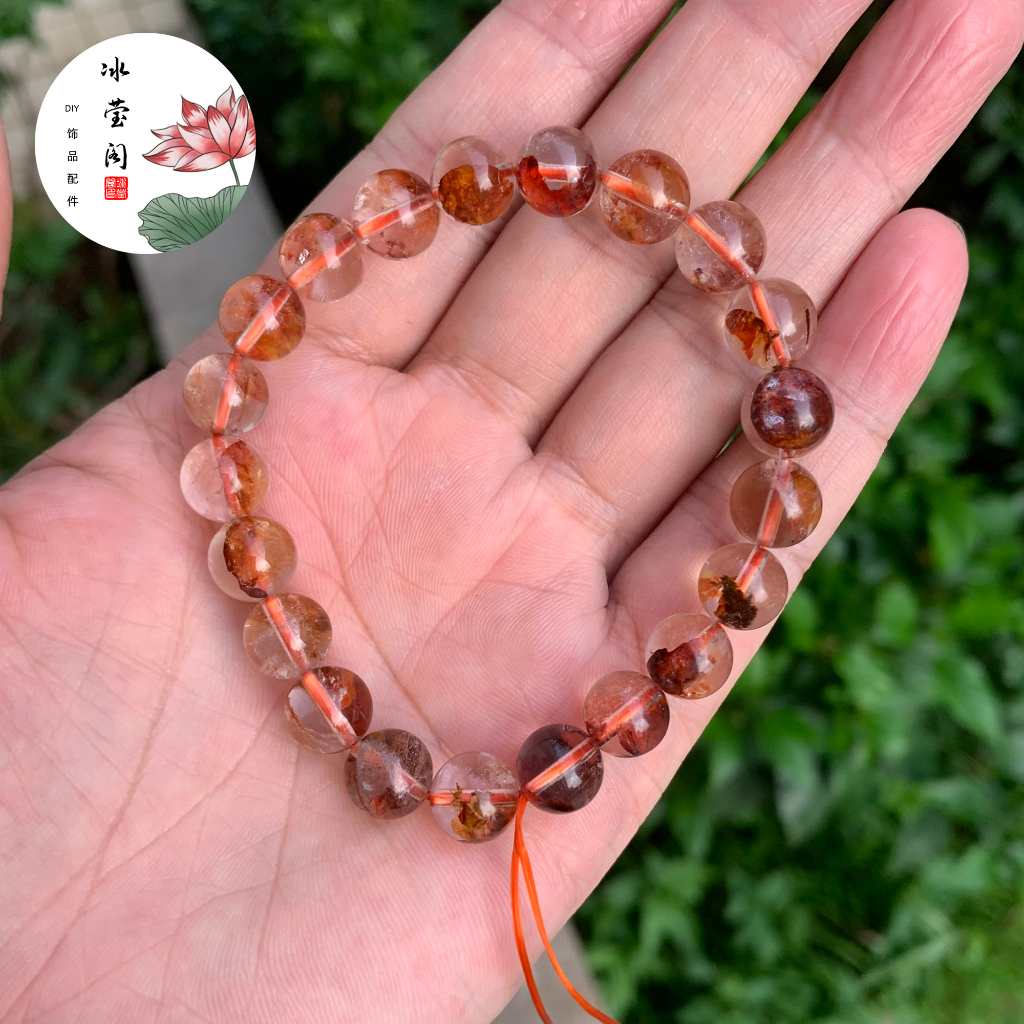 Bingyingge Live Streaming Vòng Đeo Tay Đá Mã Não Đỏ Xám Ánh Trăng Xanh Lam Siêu Sáng Đặc Biệt Dạng Tròn Màu Đen Thời Trang Nam Và Nữ